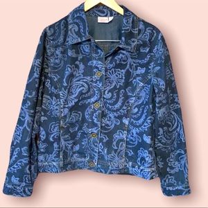 Pappagallo Floral paisley denim blazer jacket
